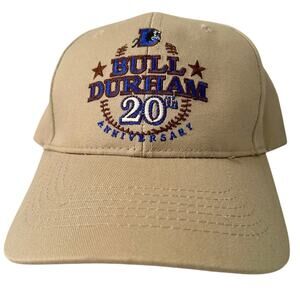 Bull Durham 20th Anniversary Hat Bulls Baseball Cap NC North Carolina Tan Movie